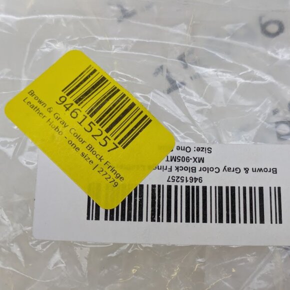 Block Fringe Genuine Leather Boho Crossbody Sling Bag - Brown and Gray Color - Picture 8 of 9